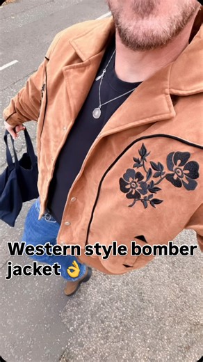 Embroidered suede bomber jacket, yes please #fitcheck #ootd #menswear #mensfashion #fallfit #countrystyle | Baylen Leonard