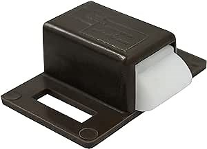 Noa Store Single Shower Door Catcher - Push to Close Latch for Frame - Soft Closer for Bathroom - Rust Proof Box with Nylon Tip Hardware - Spring Loaded - Brown