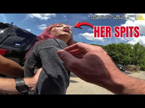 Traffic Stop Goes Wrong - Woman Spits on Officers, Turns Misdemeanor Into Felony | Bodycam