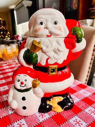 Vintage Handpainted Santa Claus Cookie Jar: Porcelain Collectible Holiday Pottery - Etsy