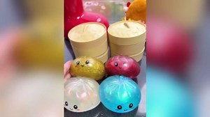 Glitter Dumpling Squishy-Rare Glitter Dumpling Stress Ball, Bun Stress Relief Fidget Low Rising Pink Gold Orange Rainbow Dumplings Toy with Steamer (Glitter White+Pink )