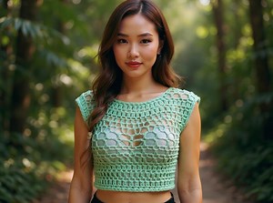 Open Weave Boho Crochet Crop Top Summer Style (PDF Download)