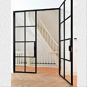 [Hot Item] Arched Narrow Frame Solid Steel Grill Casement Tempered Glass Stainless Steel Door