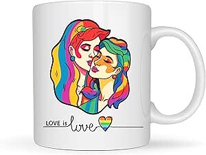 Personalized Rainbow LGBTQ Mug - Custom Pride Coffee Cup with Name - LGBTQ Gifts for Gay, Lesbian, Transgender, Bisexual - Novelty Coffee Mugs for Anniversary, Wedding, Pride Celebrations