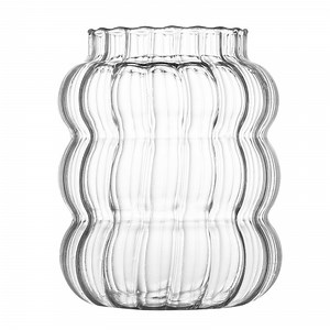 Clear Drinking Glass Cups High Borosilicate Glass Coffee Mug with Vertical Stripe Pattern Design Glass Beverage Coffee Milk Drinking Cups