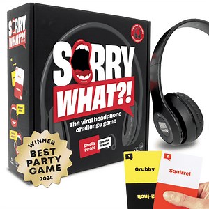 Sorry What - Uncensored Terrible Lip Reading Adult Card Game - Based On The Headphone Challenge TikTok Trend - 2 Players 40,000 Funny Word Phrase Combinations - Party Game for Adults
