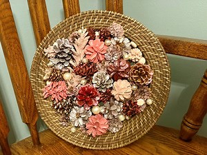 Hand Painted Pine Cone Flower Collage in Basket - Etsy