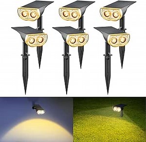Linkind Solar Spotlights Outdoor, StarRayS 2-in-1 Solar Outdoor Light, IP67 Waterproof Spot Lights-Efficient and Durable Outdoor Lighting for Gardens and Pathway, Auto On/Off, 6Pack Warm White