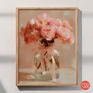 Peony Ribbon Vase Wall Art – Soft Coral Blush Floral Still Life Print - Etsy Canada