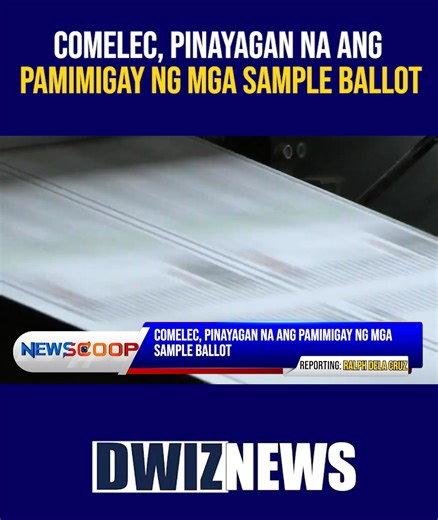 1.6K views · 16 reactions | Comelec, pinayagan na ang pamimigay ng mga sample ballot | #NEWSCOOP YouTube: www.youtube.com/@DWIZ882Live #dwiz #dwiznews #aliw23 | DWIZ 882 | Facebook