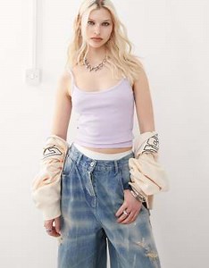 COLLUSION ribbed cropped cami top in lilac | ASOS