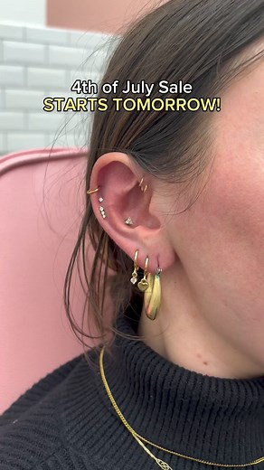 11K views · 126 reactions | $20 piercing service starts tomorrow✨ Join us in-store July 1st-4th as we celebrate 4th of July with $20 piercings! Store hours July 1: 11am-7pm July 2: 11am-7pm July 3: 11am-7pm July 4: 11am-6pm Valid in-store only. Service fees are $20 per piercing. Jewelry not included. #4thofjuly #earstyling #earpiercing #earpiercings #earpiercingideas #piercingstudio #piercingaddict #piercinglove #piercing #piercings | Lulu Ave Jewelry • Styling • Piercing | Facebook