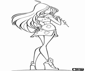 The fairy Flora with a flower coloring page printable game