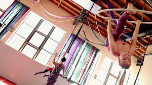 The Aerial Hoop, sometimes called Lyra, is a large metal hoop that is hung on a swivel and suspended from either one or two hang points. Join Bumbershoot Aerial Arts this Spring for our Hoop Intro Classes and Workshops. Build strength and get comfortable moving on, underneath, and above the hoop. Learn the basics of swinging, spinning, and orbiting. This beautiful apparatus will challenge and delight as you learn to move confidently through space with the hoop as your partner. There is no experi