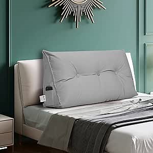 Gorilla Gadgets Large Reading Bed Rest Pillow - Triangular Headboard Wedge Pillows, Backrest Positioning Support, Extra Filling with Washable Velvet Cover