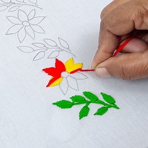 Beaded Borderline Design, Hand Embroidery Border Design, Easy Border Design | Cherry Blossom
