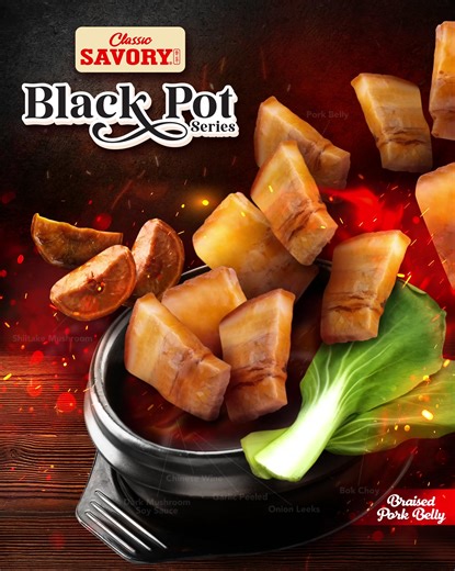Experience the savory delight of our Braised Pork Belly! Tender pork belly, slow-cooked to perfection, infused with a symphony of flavors. #CelebrateSarap #ClassicSavory #SavoryWednesday #BlackPotSeries | Classic Savory