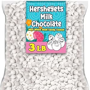 Hershy Milk Chocolate Candy Bulk, 3 Lbs Mini White Shell Candy Coated Chocolate, Bite-Sized Summer Canndy, Perfect for Parties, Spring Treats and Decor
