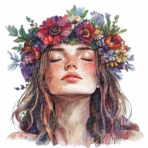 12 Crowned Floral Woman Clip Art, Watercolor Floral Women With Crowns PNG, Digital Download, Scrapbook Images, Paper Crafts, Junk Journal - Etsy