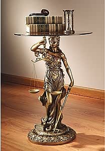 Design Toscano Blind Justice Glass-Topped Sculptural Table,Bronze