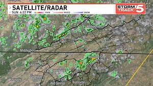 Here is a look at radar this evening. Numerous showers dotting the landscape, with the exception of Greene County. Showers chances continue this evening into Monday. | WCYB StormTrack 5