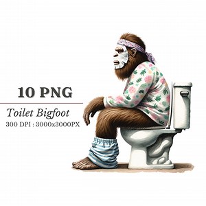 Bigfoot Toilet Humor Clipart - Sasquatch Bathroom Art PNG, Quirky Digital Download for Crafts & Decor - Etsy