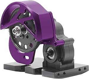 AMK Aluminum 1/10 Scale Transmission, Complete 3-Gear Gearbox with POM Skid Plate for 1/10 RC Crawler Axial SCX10 SMT10 AX10 Vanquish VS4-10 Upgrades (Purple)
