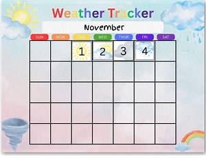 Weather Tracker Calendar - Etsy