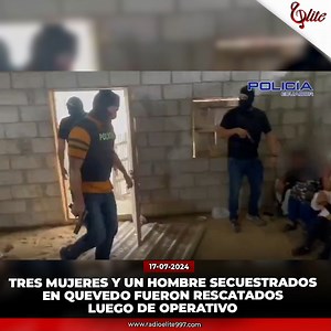 🔴DOS SOSPECHOSOS FUERON DETENIDOS Con los ojos vendados y sollozando fueron encontrado tres mujeres y un hombre que estaban secuestrados en una vivienda, en Quevedo, Los Ríos. La Policía Nacional realizó labores investigativas y allanamientos ejecutados por la Fuerza Investigativa Contra la Extorsión (FICE), en Quevedo. Los presuntos implicados, a bordo de dos camionetas habrían interceptado a las víctimas y bajo amenazas exigían a sus familiares fuertes cantidades de dinero para su liberación.