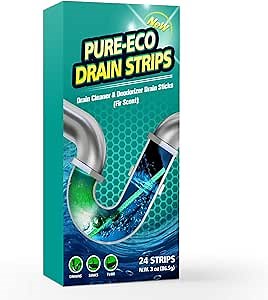 Drain Cleaner Sticks 24 PCS, Drainstix Enzyme Sink Sticks, Bathroom, Kitchen, Shower Drain Deodorizer, Draino Bio Flow Flexible Drain Strips Preventing Clog (Fir Scent)