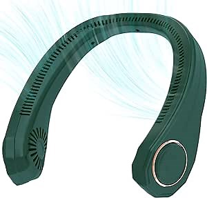 Portable Neck Fans, Hands Free Personal Fan, 4000 mAh Battery Operated Wearable Bladeless Neck Fan, Rechargeable, Leafless, Headphone Design, 3 Speeds