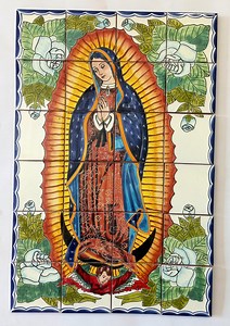 25" CERAMIC TILE MURAL Mexican Talavera Mosaic Hand Painted Clay Backsplash - Etsy