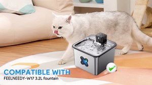 12 + 12 Pack Cat Water Fountain Filter Replacement Compatible with Compatible with FEELNEEDY Cat Water Fountain FN-W17 3.2L/ 108oz, Pet Water Fountain Filter Replacement Filters and Sponges