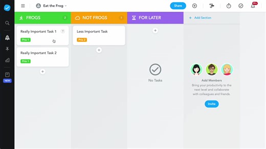 Ever looked at a big task and thought, “Not today”? 🐸 We get it. Tackling tough tasks can be intimidating. But imagine the satisfaction when it's done! It’s time to conquer complex tasks with the ETF method and #MeisterTask! 🎯 Find Your Frog: What's your biggest, scariest task? ⏰ Choose Your Moment: Morning is ideal, but find a time that works for you. 🚫 No Distractions: Phones off, focus on. ✅ Done and Dusted: Tackle it, then take on the world! Ready to tuck in? Share your experience with th