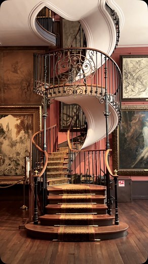 The spiral staircase at the Gustave Moreau Museum in Paris is a masterpiece of Art Nouveau, designed by architect Albert Lafon in 1895. It connects two grand galleries filled with Moreau’s work, including paintings, drawings, and personal objects. The museum, once his home and studio, holds over 14,000 works | Michael Adair