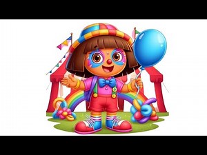 Dora in clown dress drawing and coloring