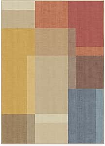 RUGGABLE Washable Area Rug – Outdoor Campo Multicolor 5x7, Stain-Resistant, Non-Slip – Medium Machine Washable Rugs for Entryway, Patio, Balcony, Deck, & Porch–with Standard Pad