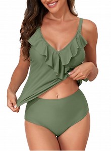 DOKOTOO Womens Two Piece Tankini Swimsuits for Women Blouson Swim Tops with Bikini Bottoms Two Piece Bathing Suits Fashion Swimwear - Walmart.com