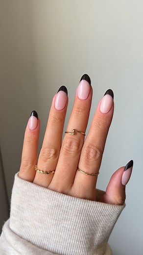 Our latest obsession…black French tips! 💅🖤 Created using Blackout and Bare Necessity. #glamrdip #glamrdipkit #glamrdipnails #nailinspo #nails | GLAMRDiP