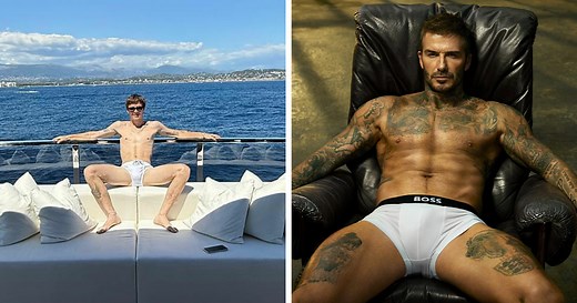 Cruz Beckham’s Bulge Goes Viral After He Parodies Dad David’s Famous Speedo Shot