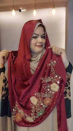 #OFFER_OFFER_OFFER 😍😍😍 Hand work Hijab 🦋 Long:72/32 Code:058 #hijab #newhijab #viral | MQ