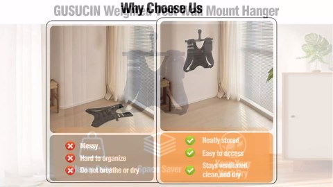 Heavy Duty Wall Mount Hanger for Weighted Vest Women Men – Wall Rack Holds Over 110lbs, Adjustable Weights Vest Storage, Space-Saving Storage for 6lb, 8lb, 12lb, 16lb, 20lb, 25lb, 30lb Weight Vest