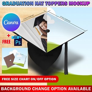 Dye Sublimation Canva Graduation Hat Topper Mockup, Grad Cap Topper Photo Frame Mockup, Insert Design & Background Canva Smart Frame and PSD - Etsy