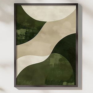 Abstract Green Curves Art Print - Earthy Modern Home Decor (digital Download) - Etsy Australia