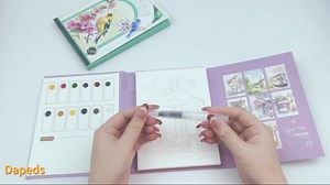 2 Set Breathly Watercolor Kit - Creative Stress Relief Kit for Adults - 3-fold Mini Watercolor Painting Book, The Collection of Flowers and Birds for Beginners & Enthusiasts