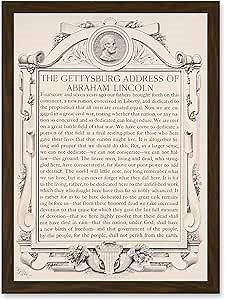 Artery8 Gettysburg Address Abraham Lincoln USA President A4 Artwork Framed Wall Art Print