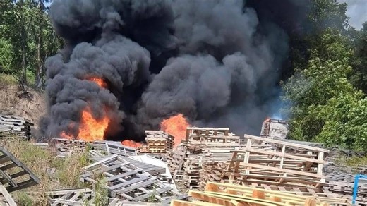 Crews tackle blaze at pallet yard in Perry County