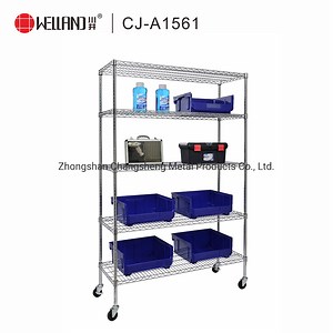 [Hot Item] Wholesale Rolling 5 Layer Heavy Duty Shelf Chrome Steel Wire Garage Racking Systems