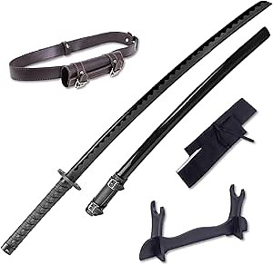 Polypropylene Katana Set, 41inch, with Scabbard, Belt, Stand, Katana Bag, Black Samurai Sword, Japanese Katana Performing Katana Training Katana Practice Aikido