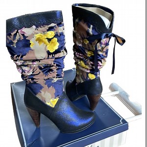 NIB $249 Ruby Shoo Athena Velvet Metallic Boots 10 !!!